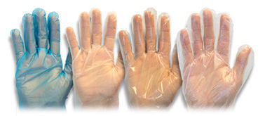 Polyethylene (PE) Gloves TR-PE-300,most often used for light duty tasks that require frequent glove changes.