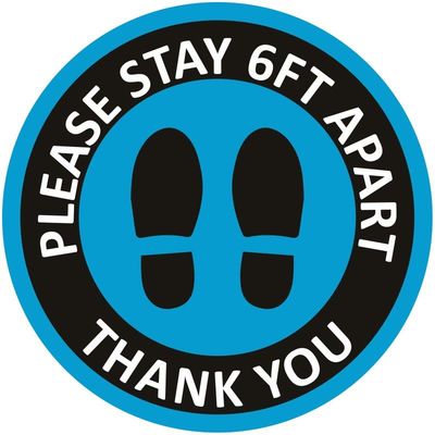 Round Social Distancing Floor Decals Stickers, Safety Floor Sign Marker, Stand Here Floor Sticker