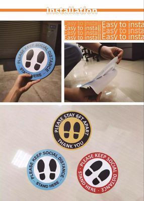 Round Social Distancing Floor Decals Stickers, Safety Floor Sign Marker, Stand Here Floor Sticker