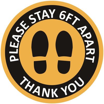 Round Social Distancing Floor Decals Stickers, Safety Floor Sign Marker, Stand Here Floor Sticker