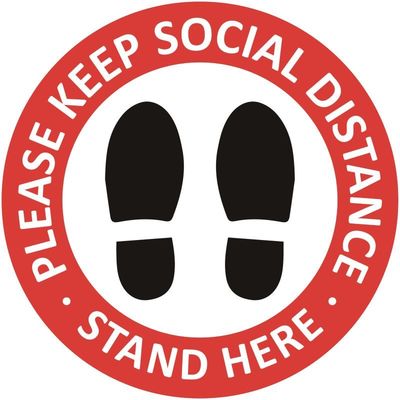 Round Social Distancing Floor Decals Stickers, Safety Floor Sign Marker, Stand Here Floor Sticker
