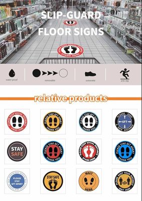 Round Social Distancing Floor Decals Stickers, Safety Floor Sign Marker, Stand Here Floor Sticker