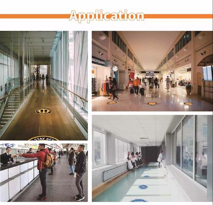 Round Social Distancing Floor Decals Stickers, Safety Floor Sign Marker, Stand Here Floor Sticker