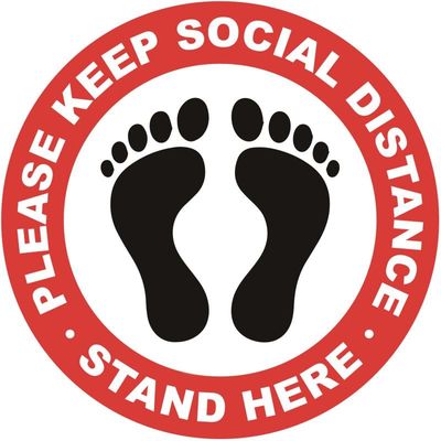 Round Social Distancing Floor Decals Stickers, Safety Floor Sign Marker, Stand Here Floor Sticker