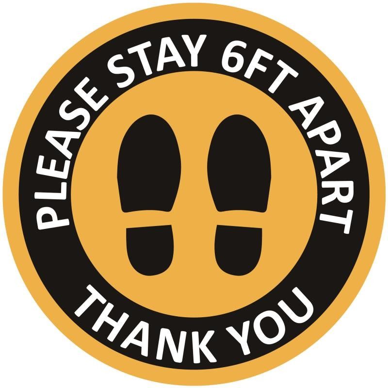 Round Social Distancing Floor Decals Stickers, Safety Floor Sign Marker, Stand Here Floor Sticker