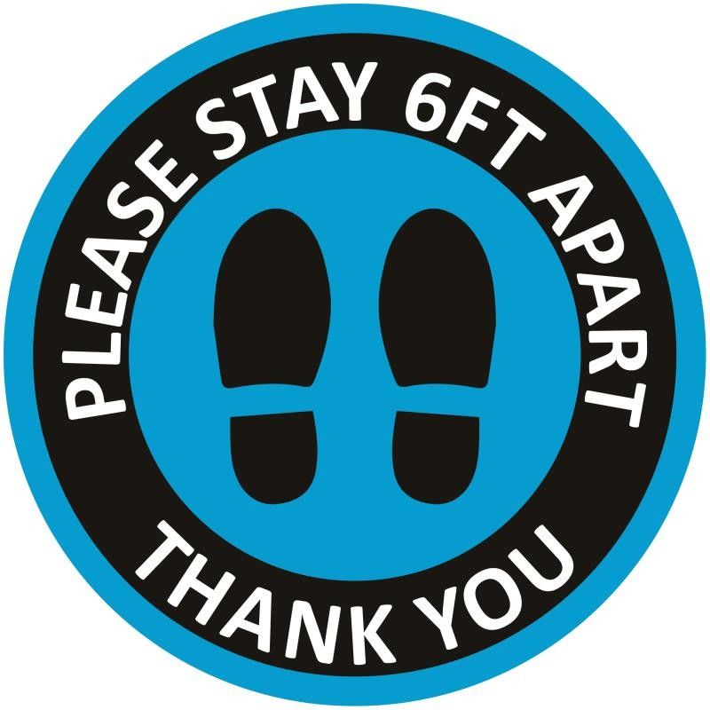Round Social Distancing Floor Decals Stickers, Safety Floor Sign Marker, Stand Here Floor Sticker